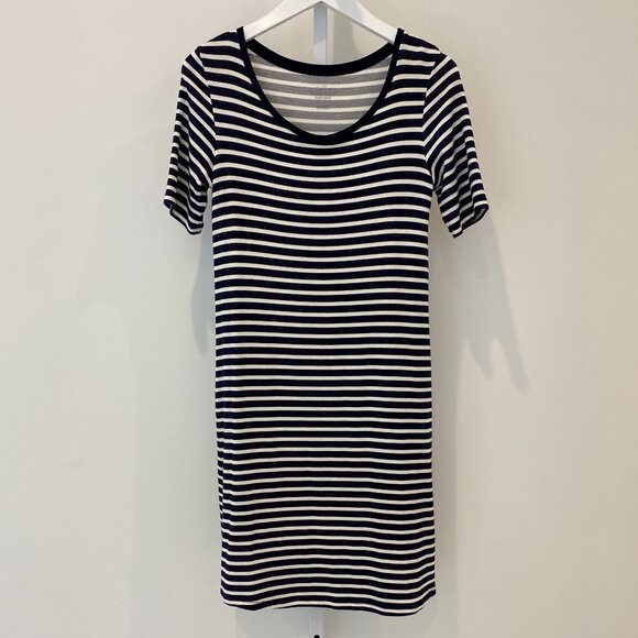 MAJESTIC PARIS FOR NEIMAN MARCUS MARINE MILK STRIPED DRESS SIZE 1 / XS - Picture 1 of 16